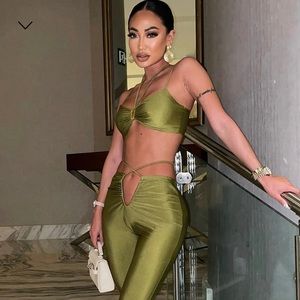 FASHION NOVA BE MY BABY - PANT SET - OLIVE